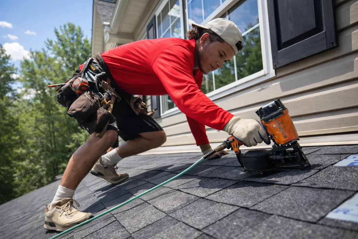 Charlotte roofing contractor at work