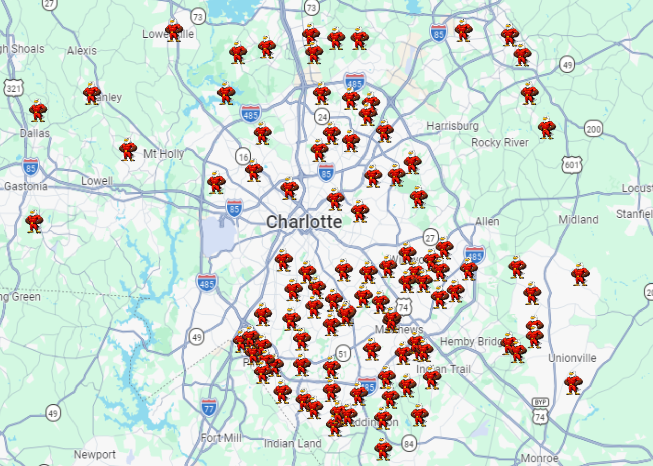 Charlotte Metro Service Area Map